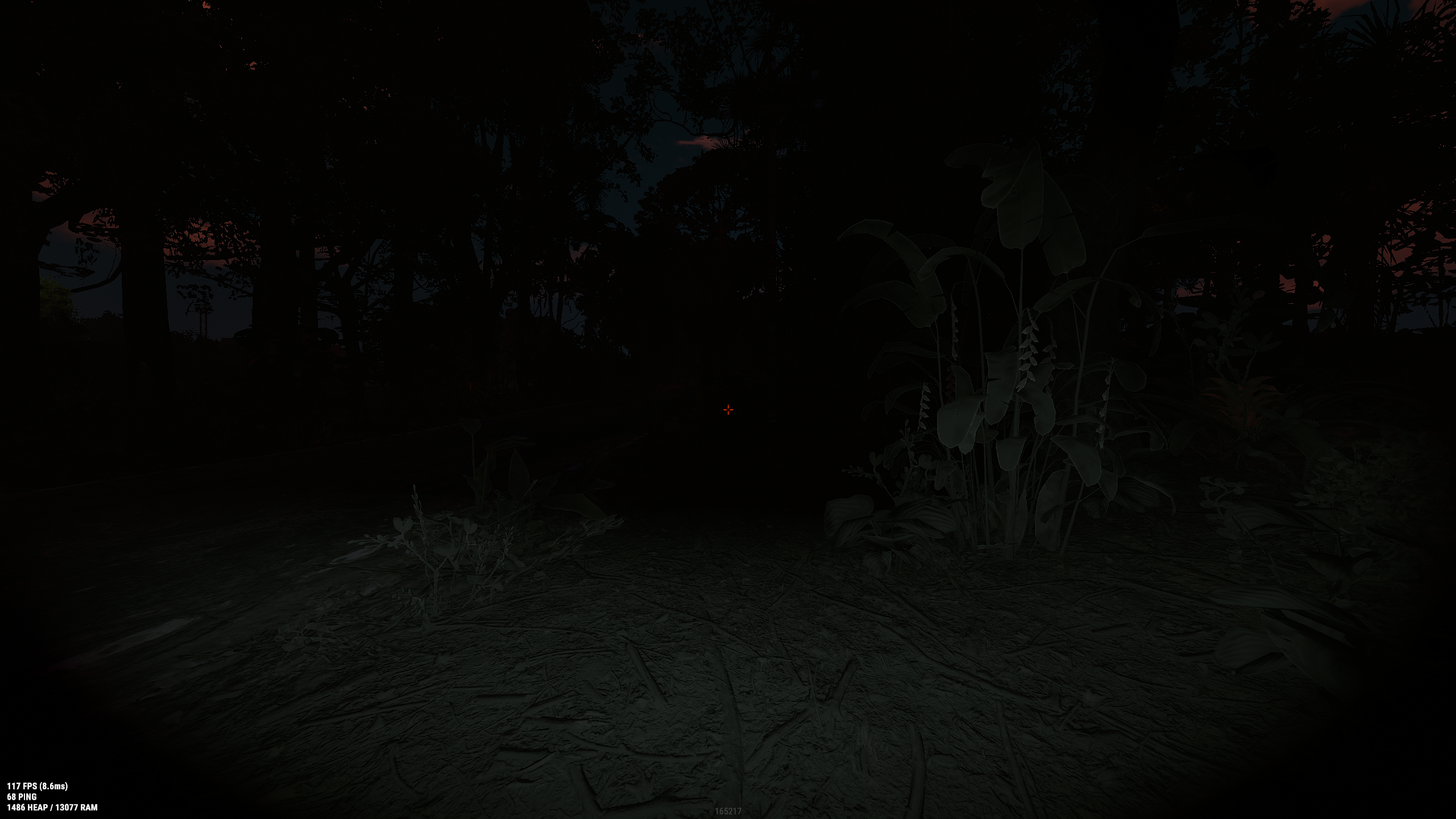 Dark Rust jungle screenshot used to preview Omen gamma and neutral night-vision adjustments